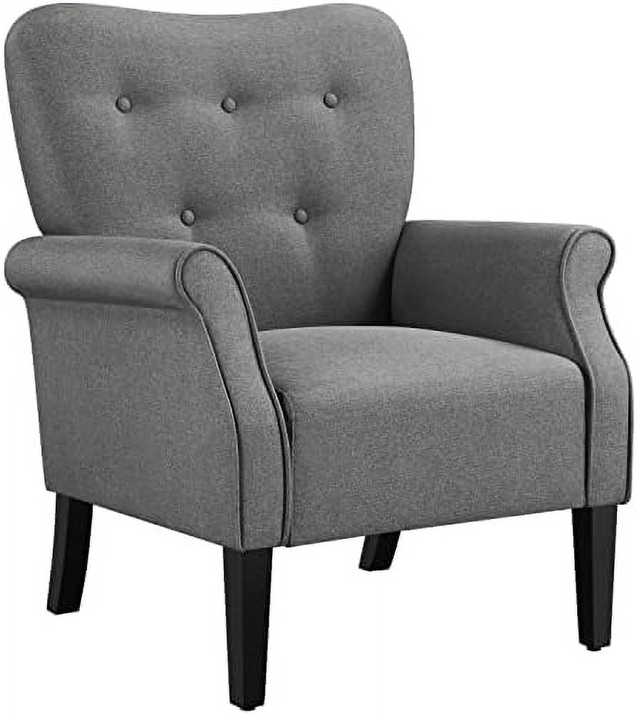 Modern PU Leather Accent Chair with Wood Legs and High Back V607116