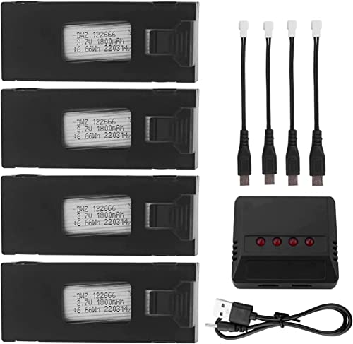 3.7V 1800mAh Li-po Batteries 4PCS with 4-in-1 Charger J543114