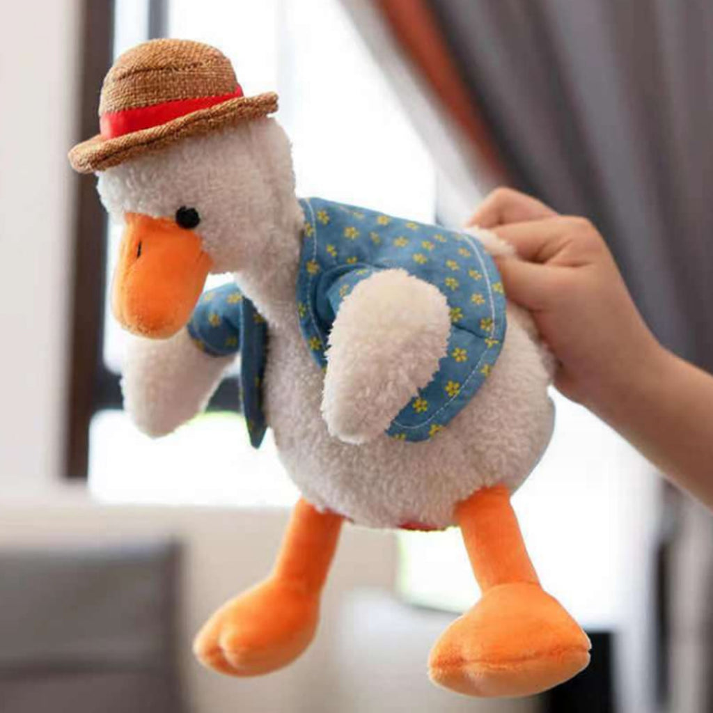 Talking Duck Toy Repeats What You Say with Straw Hat Detachable Vest Stuffed Animals O889