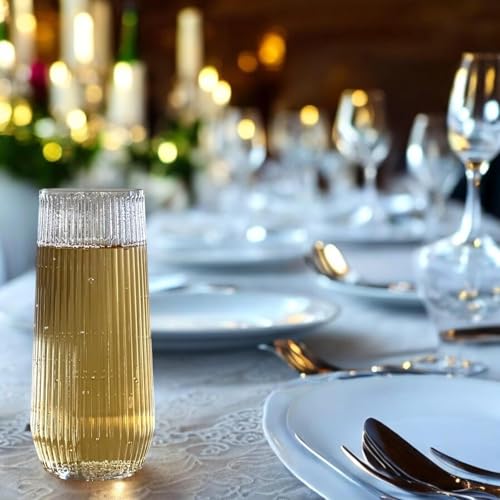 48 Pack 9 Oz Clear Stemless Plastic Champagne Flutes O303672