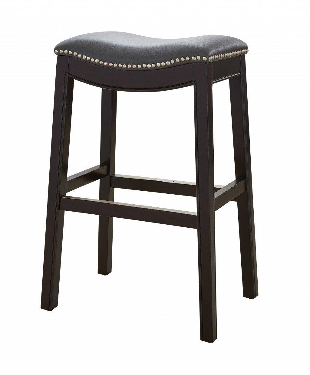 Espresso and Gray Saddle Style Counter Height Bar Stool V78508