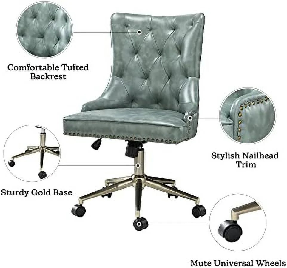 PU Leather Armless Office Chair with 5 Rolling Casters V51955