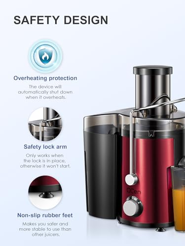800W Centrifugal Juicer Extractor with Wide Mouth 3” Feed Chute, Stainless Steel, Black D2698