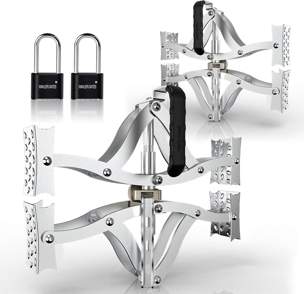 2 Sets X-Shape Wheel Chocks with Integrated Wrench and Anti-Theft Code Lock B8239