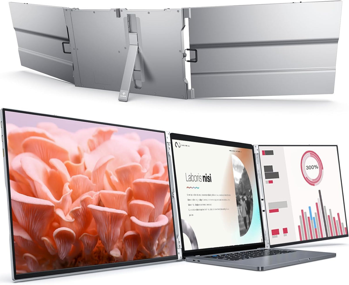 14" 1200P IPS Triple Screen Laptop Monitor Extender with USB-C & HDMI O489140