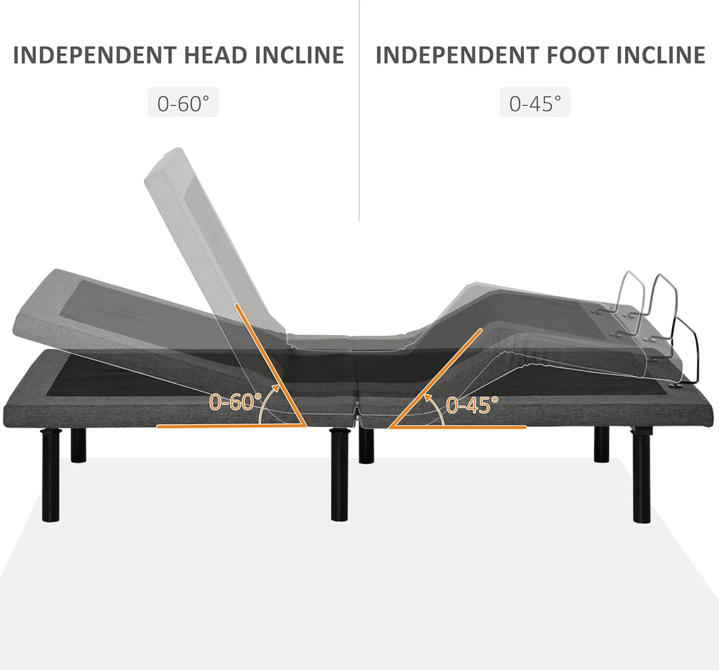 Gray Twin XL Adjustable Bed Frame with Wireless Remote H508842