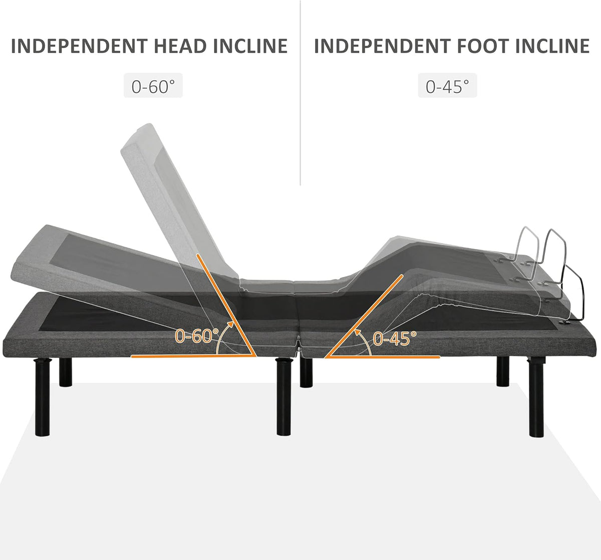 Gray Twin XL Adjustable Bed Frame with Wireless Remote H508842