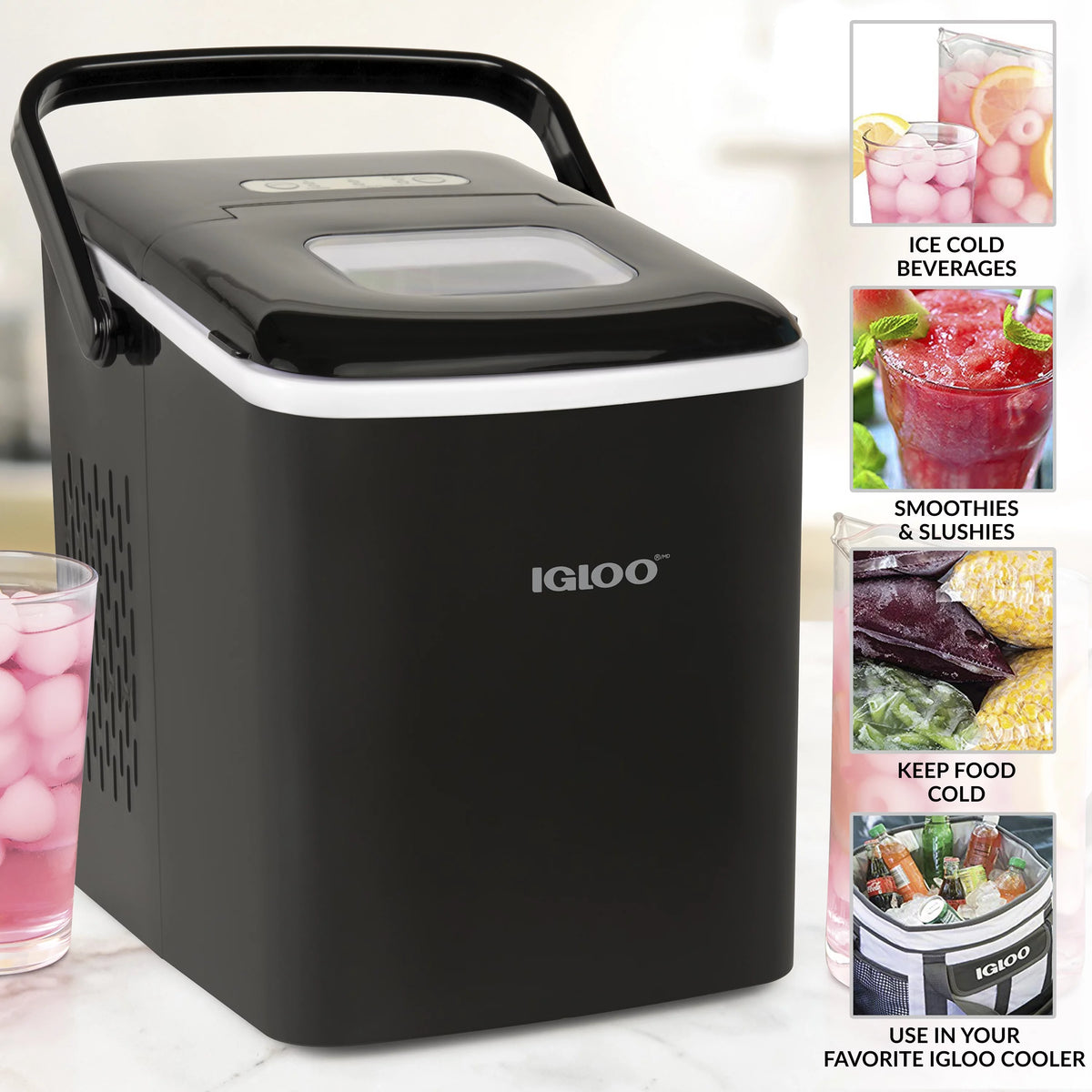26-Pound Automatic Self-Cleaning Portable Countertop Ice Maker Machine, Black O829