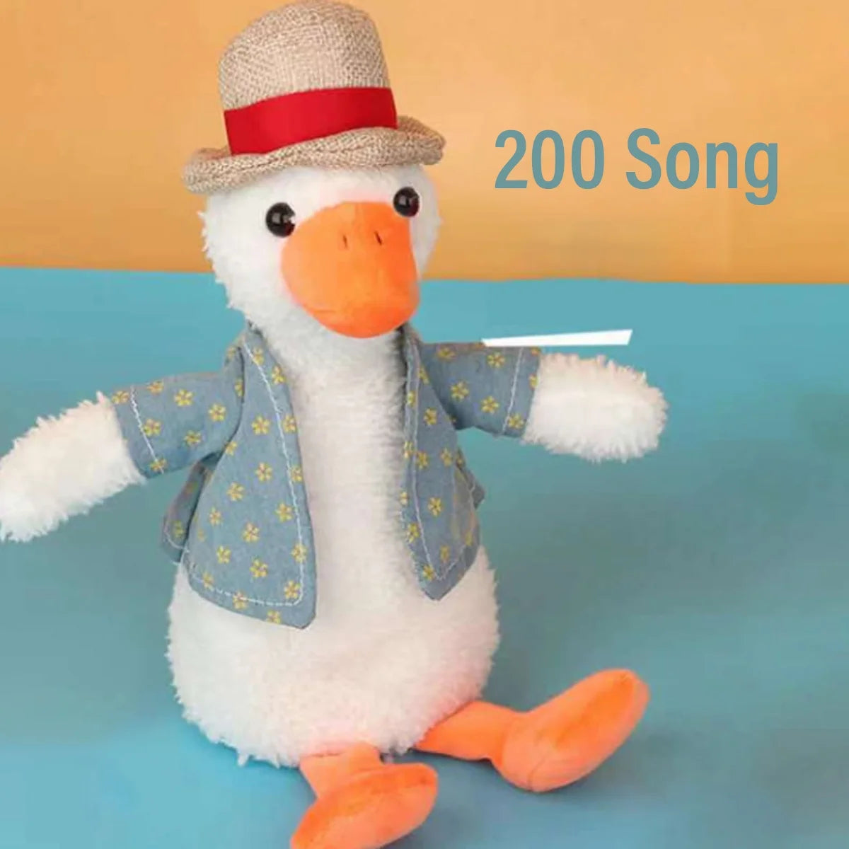 Talking Duck Toy Repeats What You Say with Straw Hat Detachable Vest Stuffed Animals O889