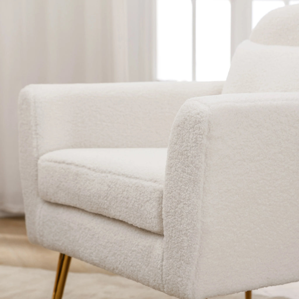Mid Century Modern Upholstered Accent Chair With Pillow Ivory P531