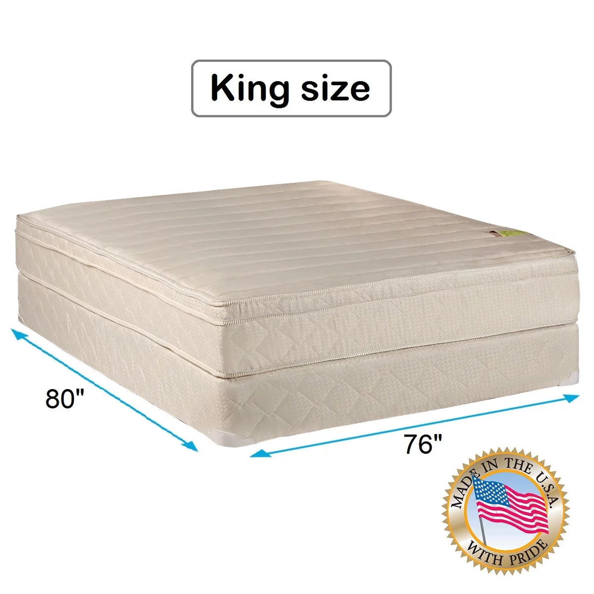 King Size Innerspring PillowTop Mattress Set with Cover Protector T3578