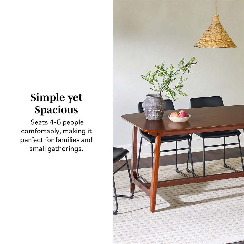 Mid-Century Wood Dining Table with Trestle Base in Walnut C802168