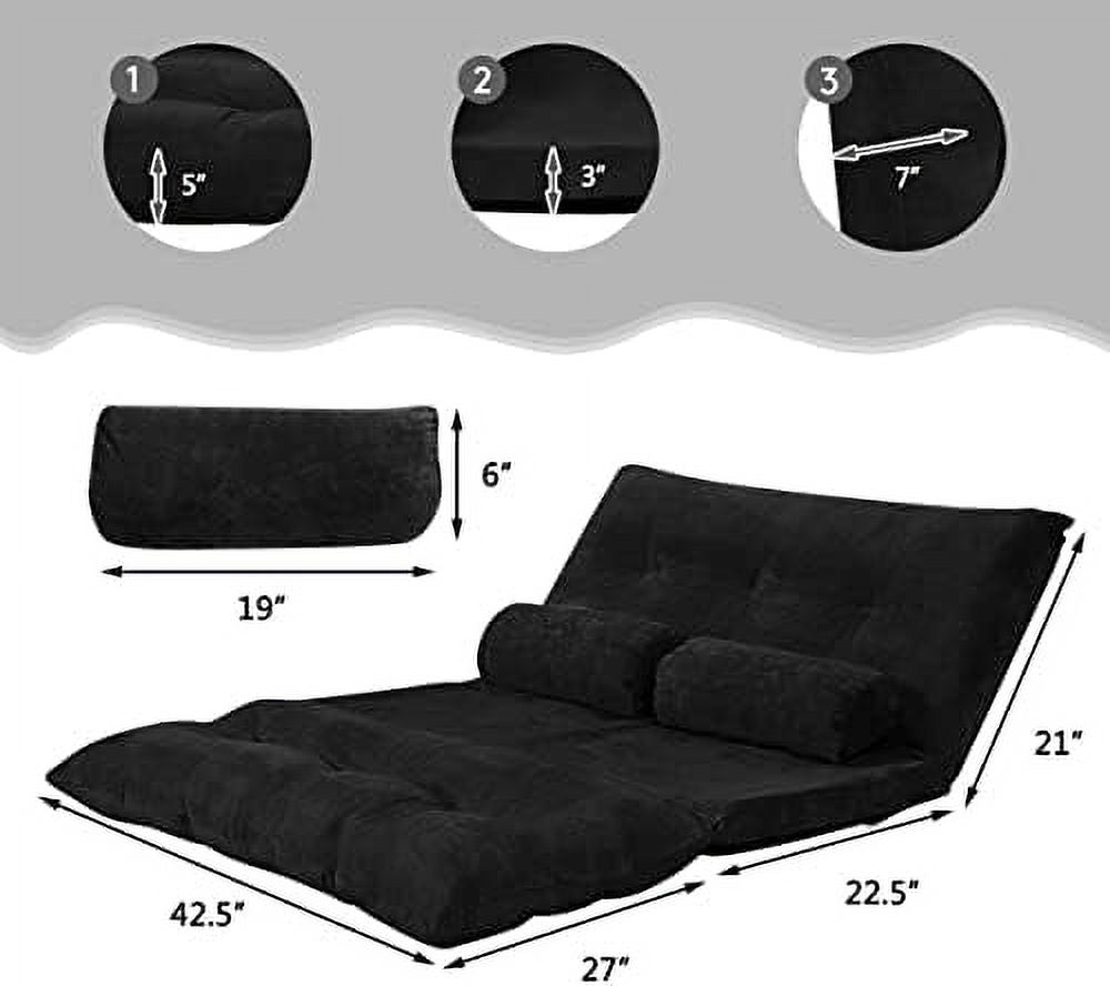 Beige 6-Position Adjustable Floor Sofa Couch with 2 Pillows O12767