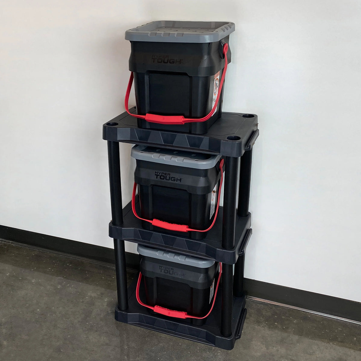 Black Plastic 3-Tier 32 H x 20.07 W x 12 D 150lb Capacity I31898