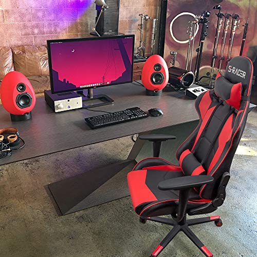 White Ergonomic Leather Gaming Chair with Headrest and Lumbar Support G693