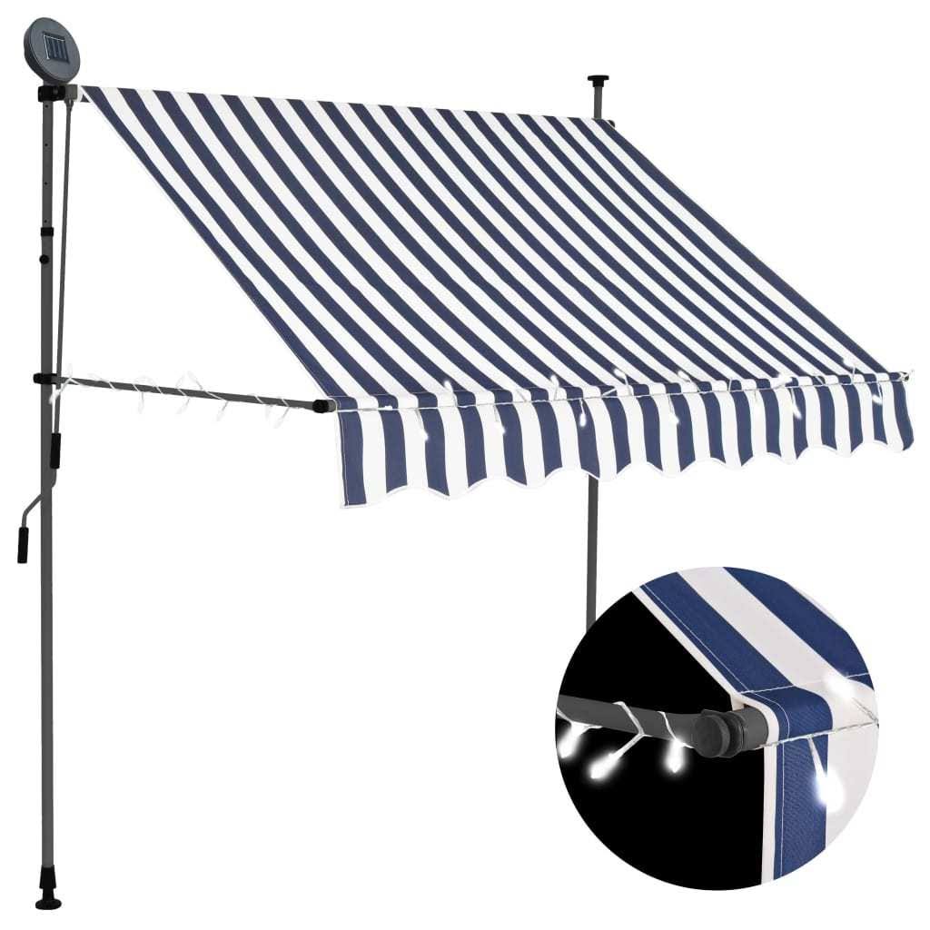 Manual Retractable Awning with LED Blue and White D4236