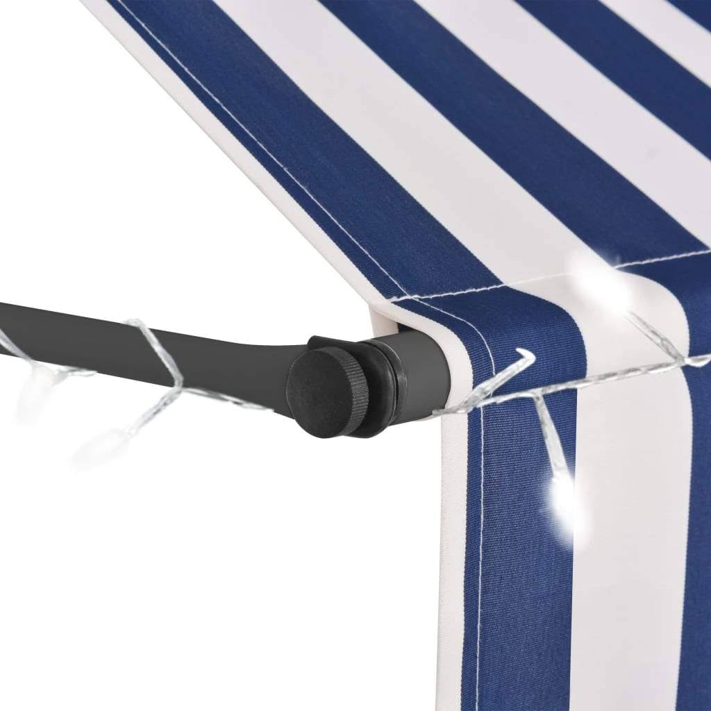 Manual Retractable Awning with LED Blue and White D4236
