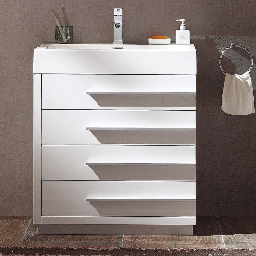 Gray Oak Bathroom Cabinet with Integrated Sink A6875