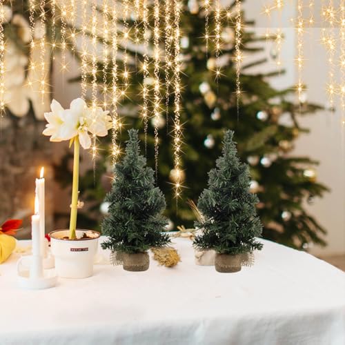 2 Pack Mini Artificial Pine Christmas Tree Table Top Decorations O1065
