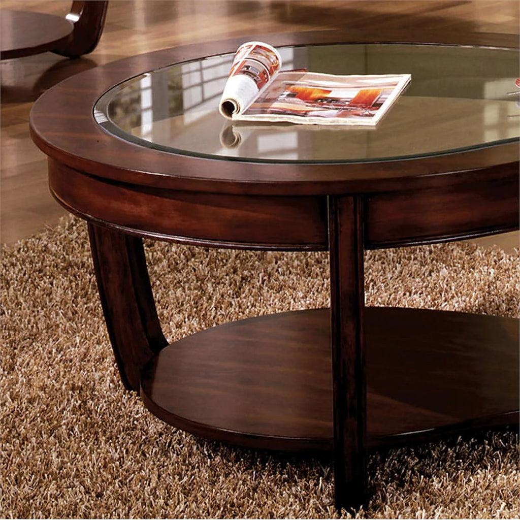 Solid Wood 1-Shelf Coffee Table in Dark Cherry H2575