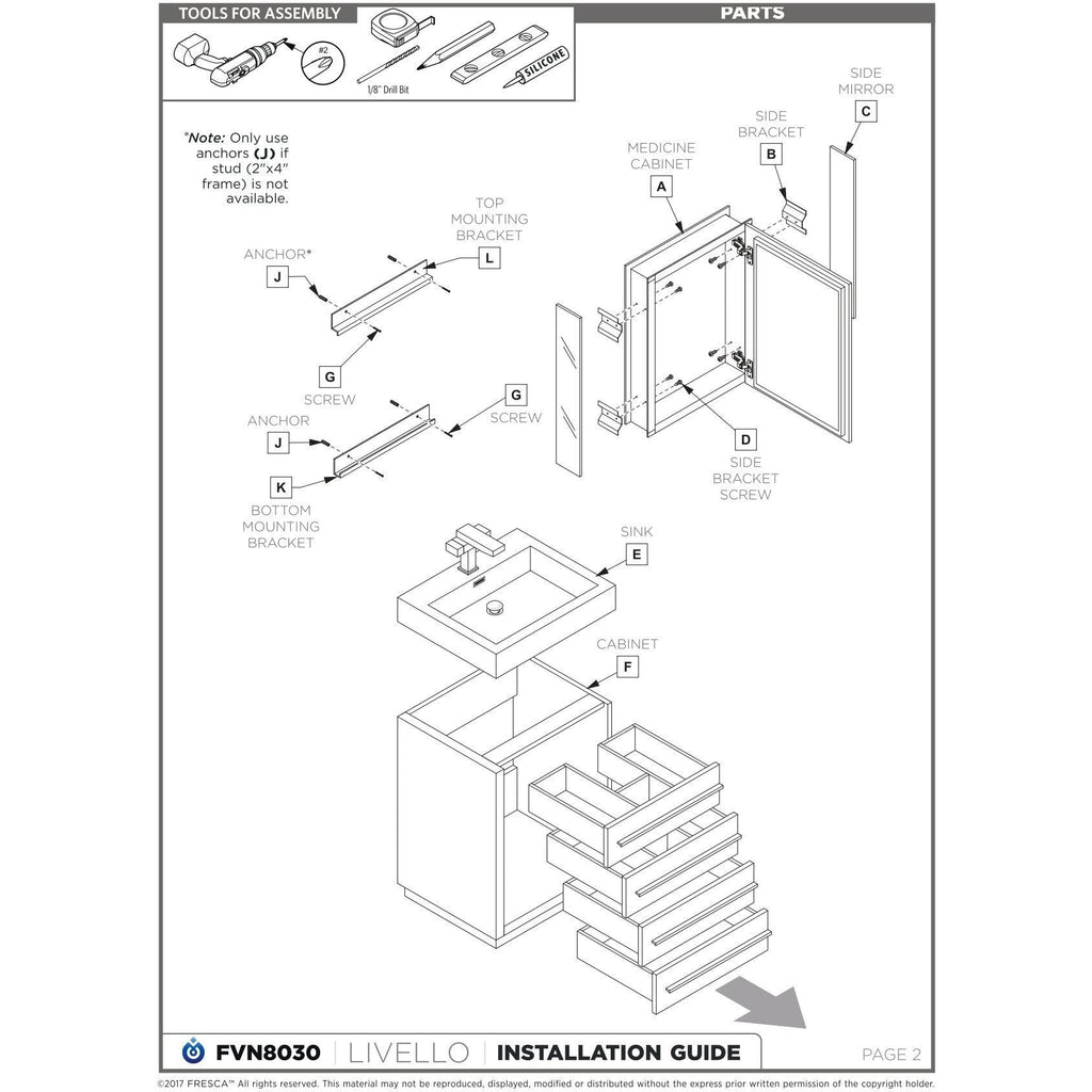Gray Oak Bathroom Cabinet with Integrated Sink A6875