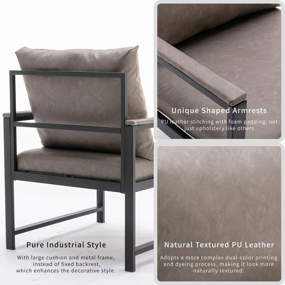 28 inch PU Leather Accent Chair R3157
