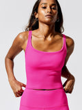 Neon Pink Ribbed Tank W591