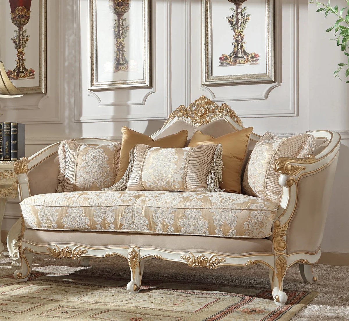 White 3Pcs Carved Wood Sofa Set K292183