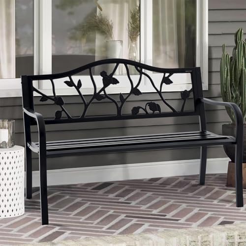 50” Outdoor Garden Bench with American Flag Style H440
