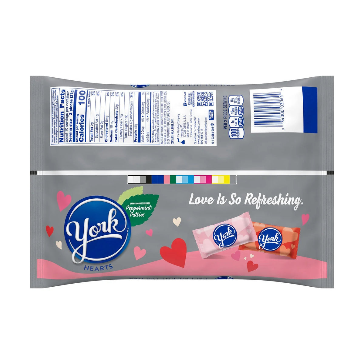 Dark Chocolate Peppermint Patties Hearts Candy, Bag 9.6 oz N849