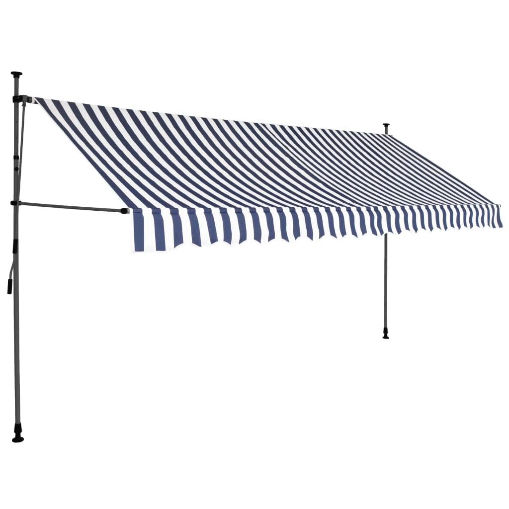 Manual Retractable Awning with LED Blue and White D4236