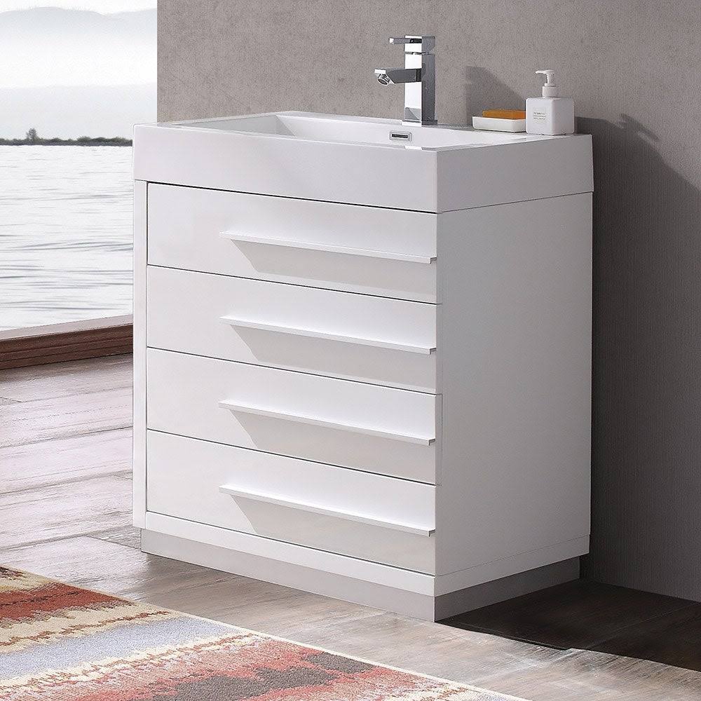 Gray Oak Bathroom Cabinet with Integrated Sink A6875