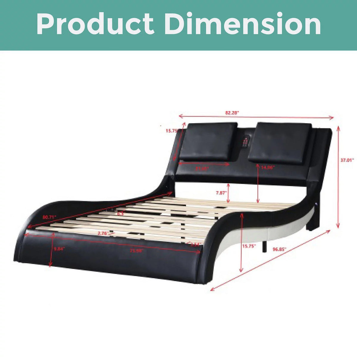 Black LED Platform Bed B734367
