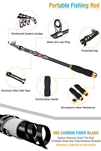 Carbon Fiber Telescopic Fishing Rod and Reel Combo with Carrier Bag B47559