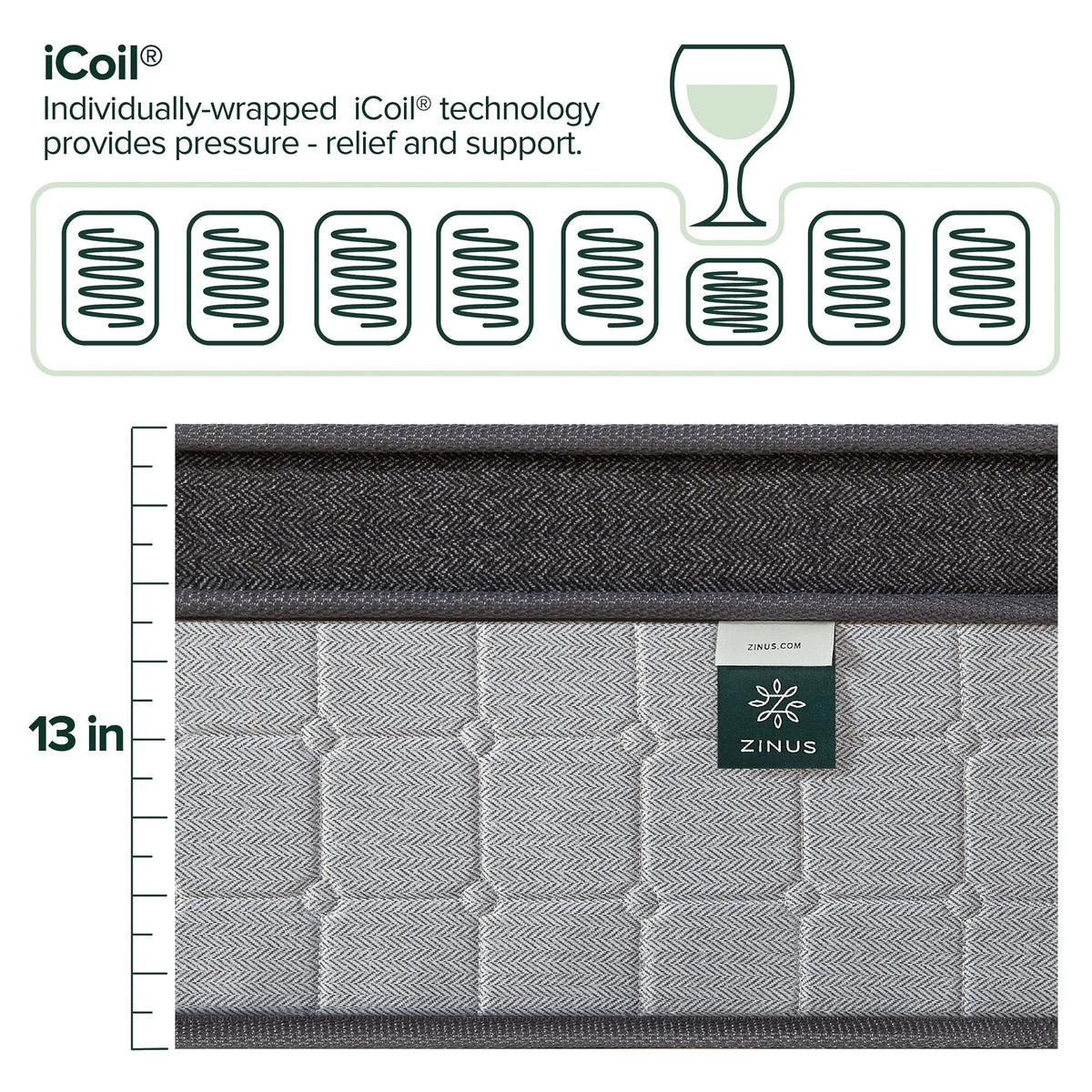 13" Hybrid Cooling Gel Memory Foam Pocket Spring Mattress V392