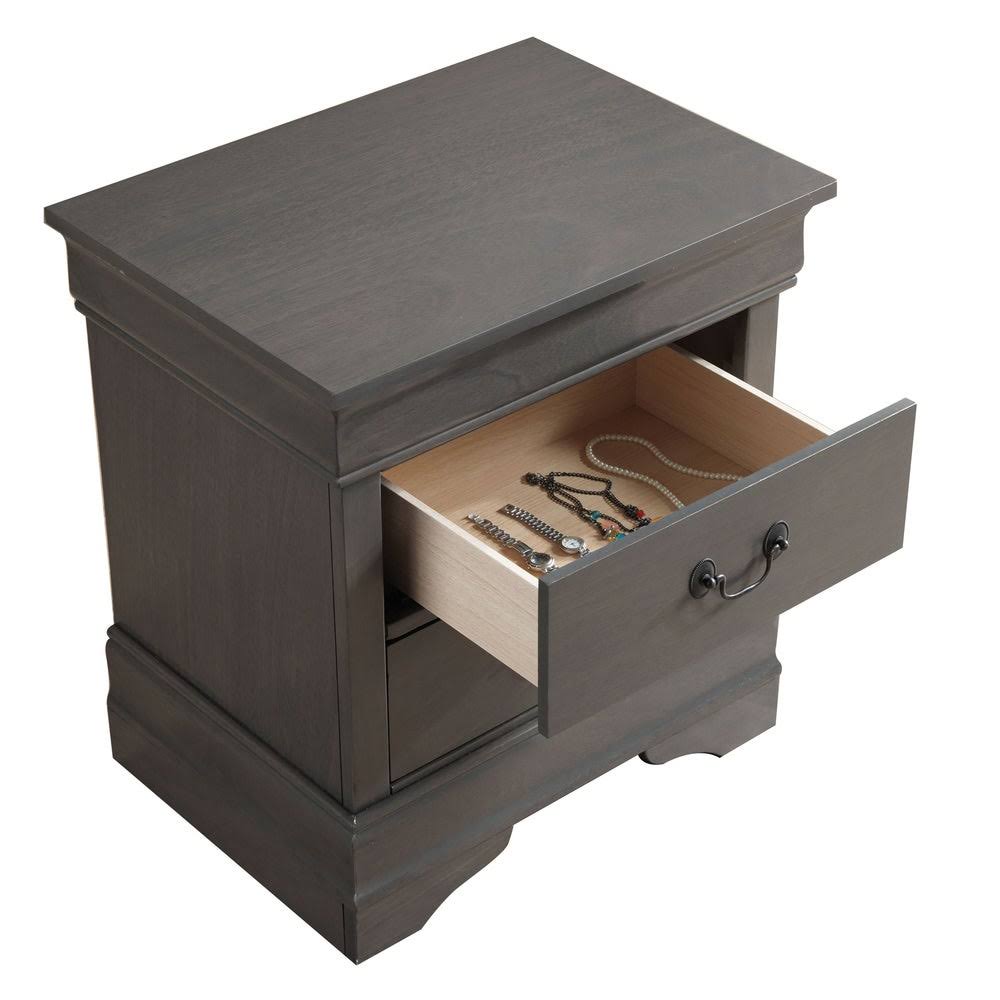 Grey Solid Wood Nightstand D1462