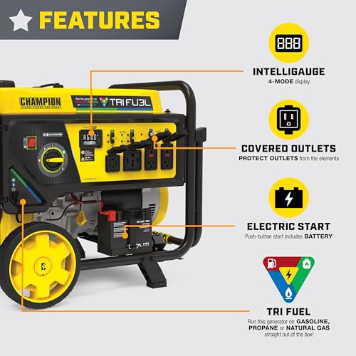 12,500-Watt Electric Start Tri Fuel Portable Generator A72454