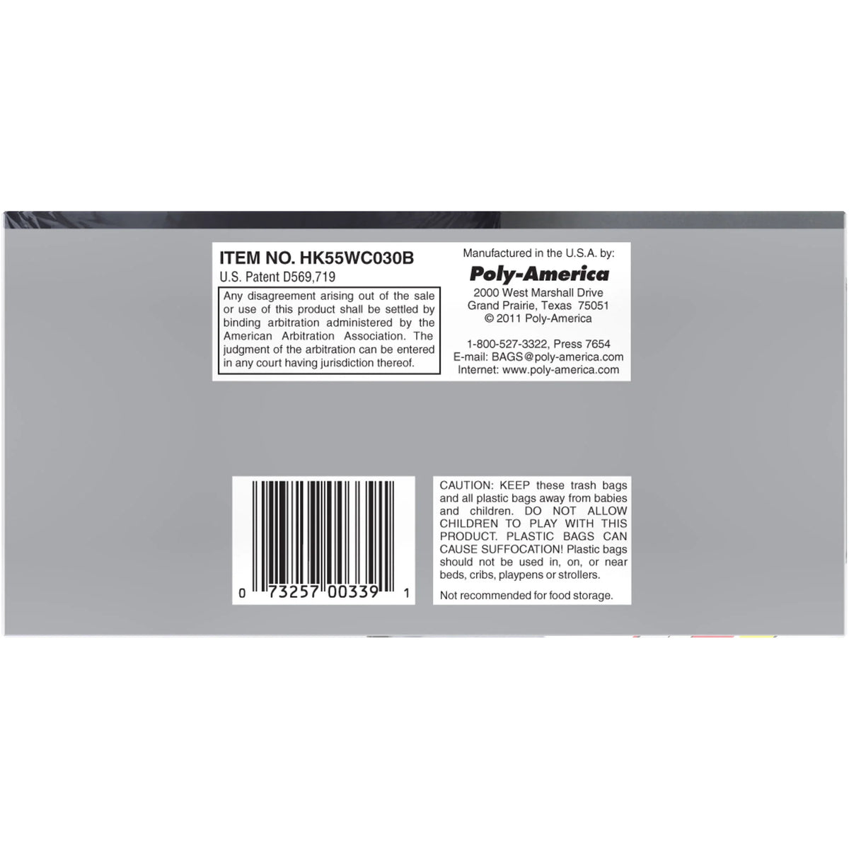 Black 55 Gallon Drum Liner 30 Count V4847