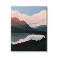 Mountain Range River Canoe Cloudy Wilderness Birds Canvas Wall Art, 24 x 30 C1010