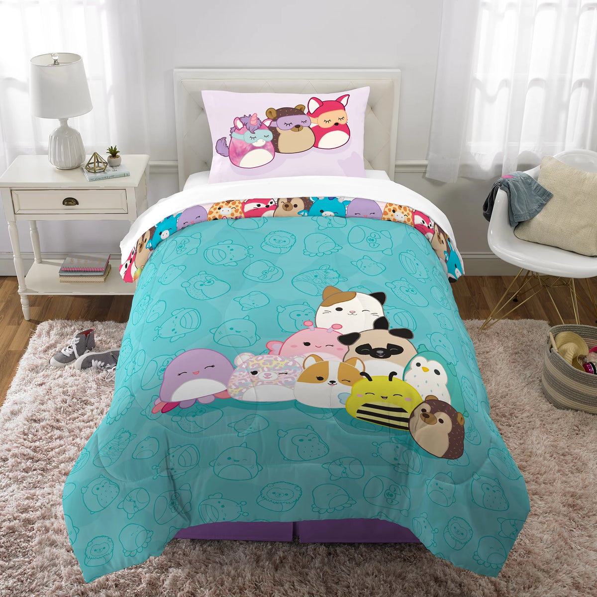 Comforter and Pillowcase 2-Piece Set Twin/Full Reversible Q629