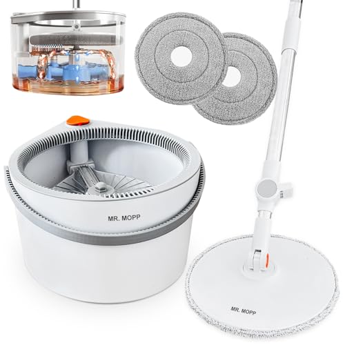 Spin Mop and Bucket Set with 360-Degree Swivel Microfiber Mop Head H714152