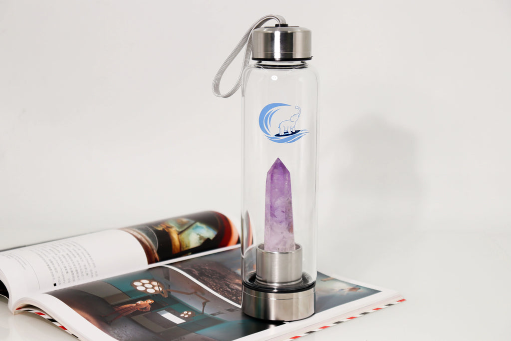 Amethyst Quartz Crystal-Infused Water Bottle E3302