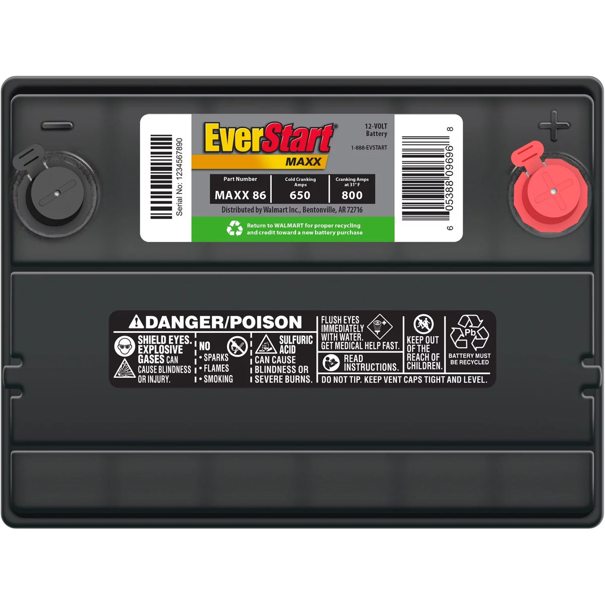Group Size 86 12 Volt 650 CCA Lead Acid Automotive Battery D806