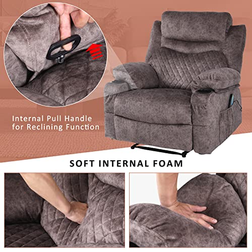 Oversized Grey Fabric Recliner with Massage and Heat X67856