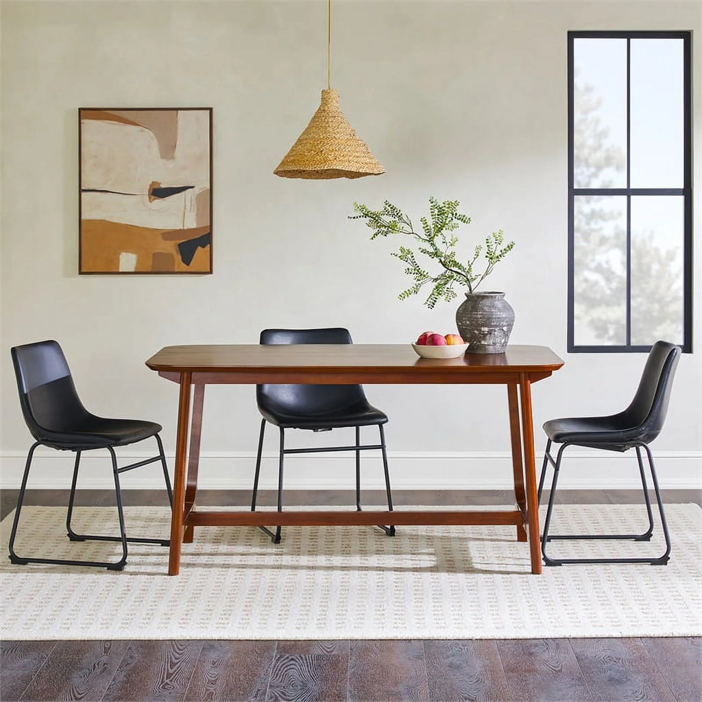 Mid-Century Wood Dining Table with Trestle Base in Walnut C802168