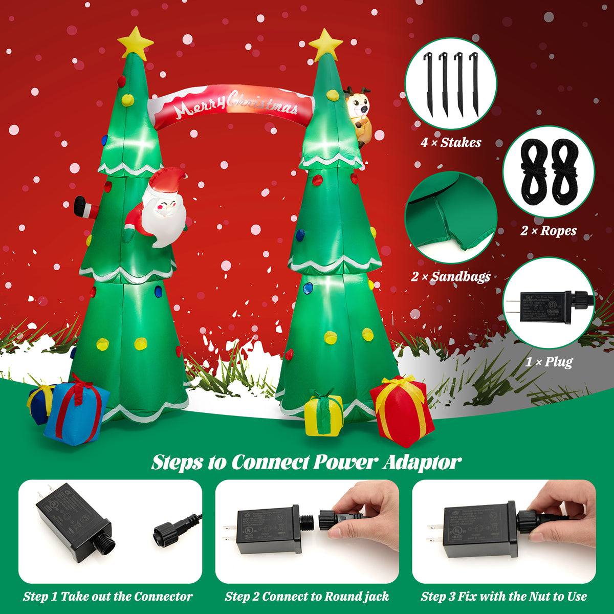 10FT Tall Christmas Inflatable Arch with Air Blower & LEDs A616584