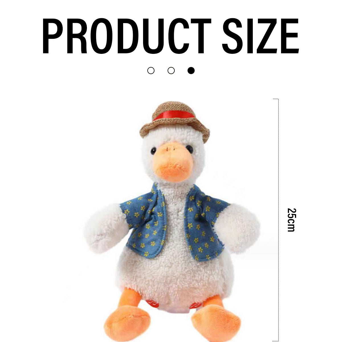 Talking Duck Toy Repeats What You Say with Straw Hat Detachable Vest Stuffed Animals O889