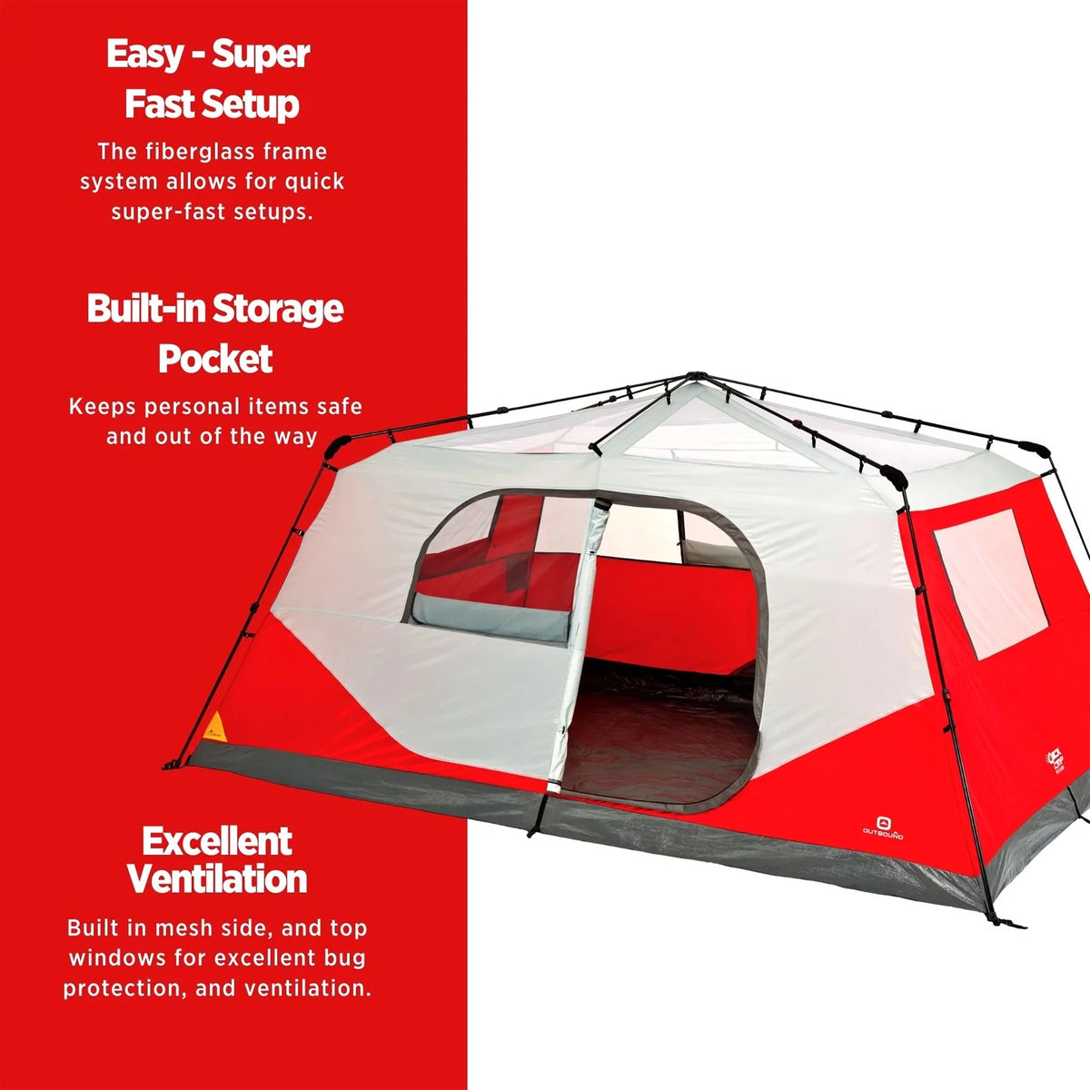 6 Person Cabin Tent with Rainfly and Carry Bag Z867