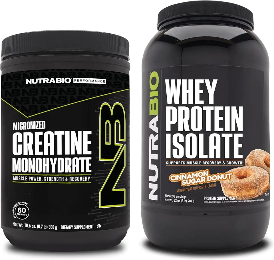 Unflavored Creatine Monohydrate and Cinnamon Sugar Donut Whey Protein Isolate Bundle T28910