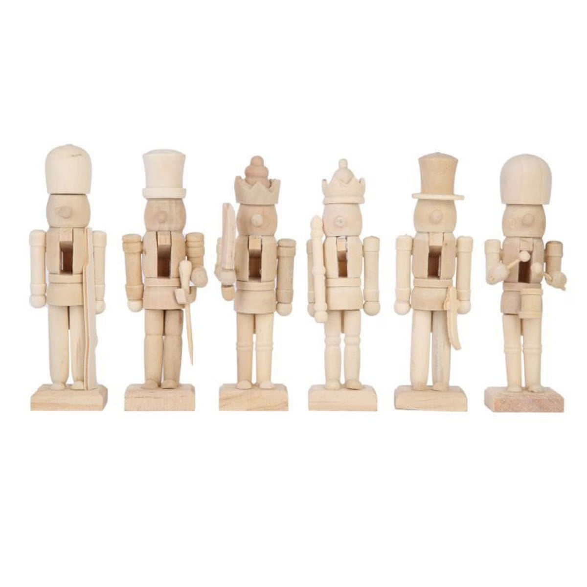 6 Pcs Wooden Nutcracker Figures Wooden Soldier Doll Z687